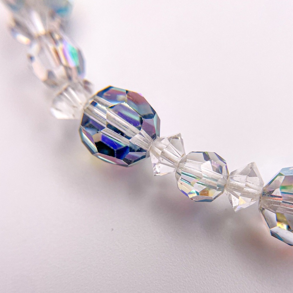 Vintage Coro 1950’s Clear Aurora Borealis AB Faceted Crystal Choker Necklace - Picture 4 of 9